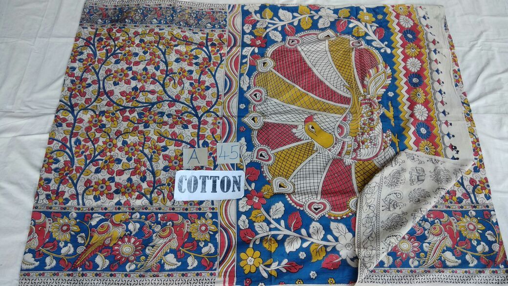 Muticolor Printed Cotton Kalamkari Saree-KALAMKARI-0029