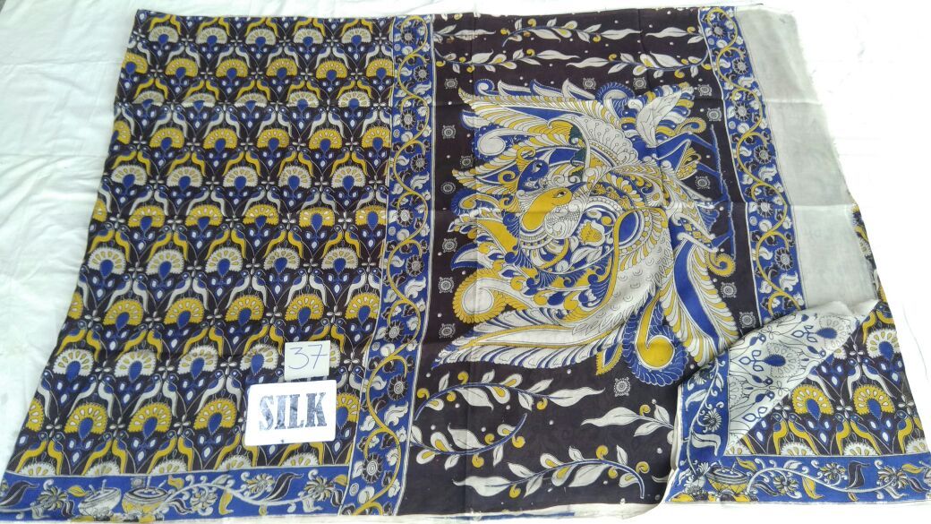 Muticolor Printed Silk Kalamkari Saree-KALAMKARI-0106