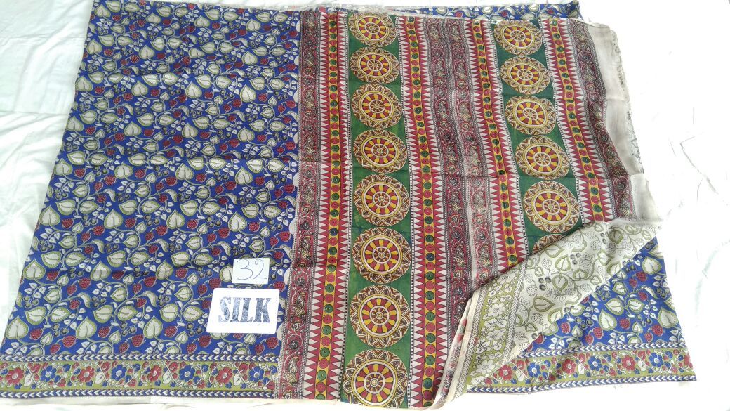 Muticolor Printed Silk Kalamkari Saree-KALAMKARI-0111