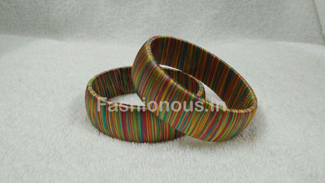 Muticolor Silk Thread Bangle Pair-STJSW-047