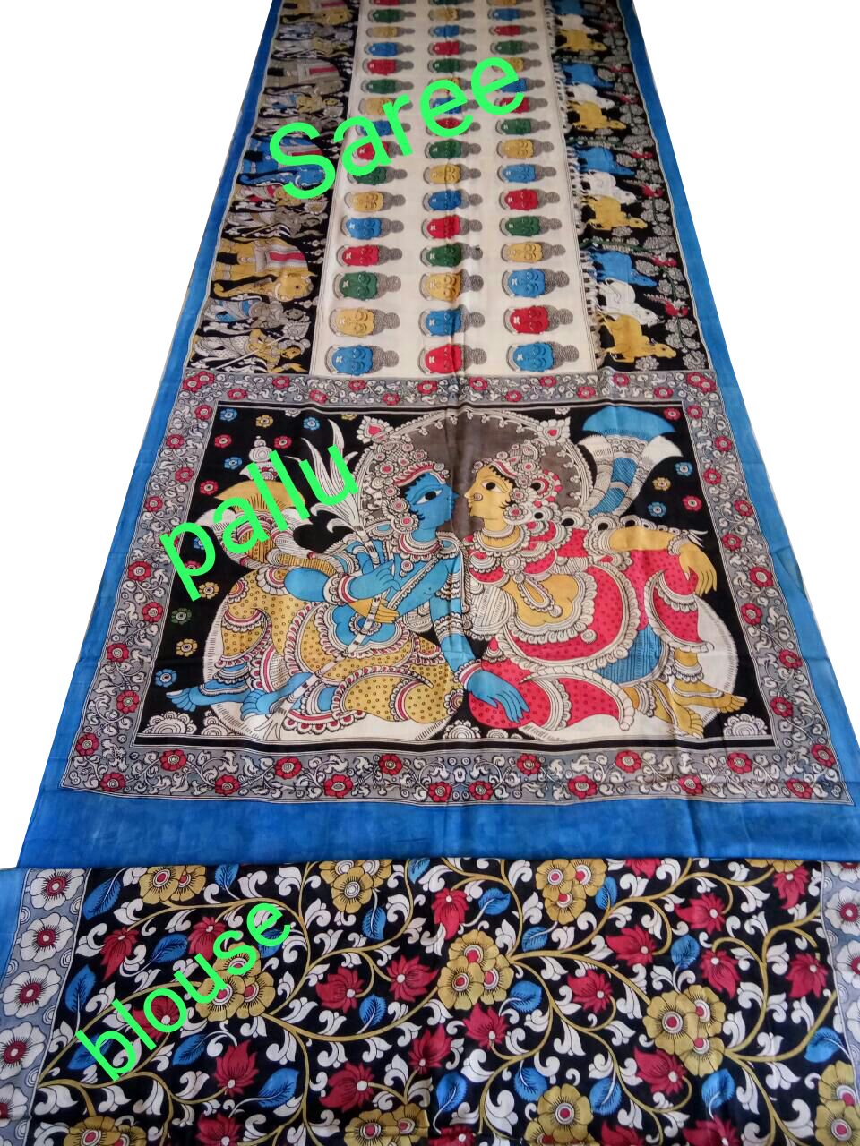 Natural Multicolor Cotton Kalamkari Saree-NMKPCS-001