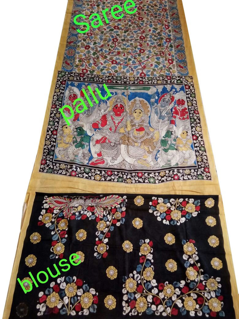 Natural Multicolor Cotton Kalamkari Saree-NMKPCS-006