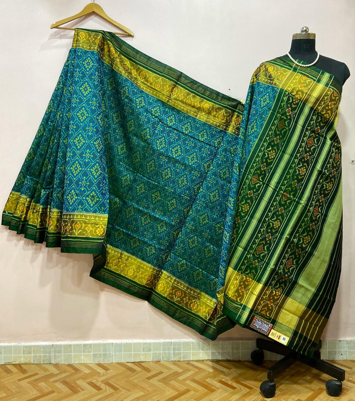 Ocean Green Alpana Designed Patola Silk Saree-PSS1004