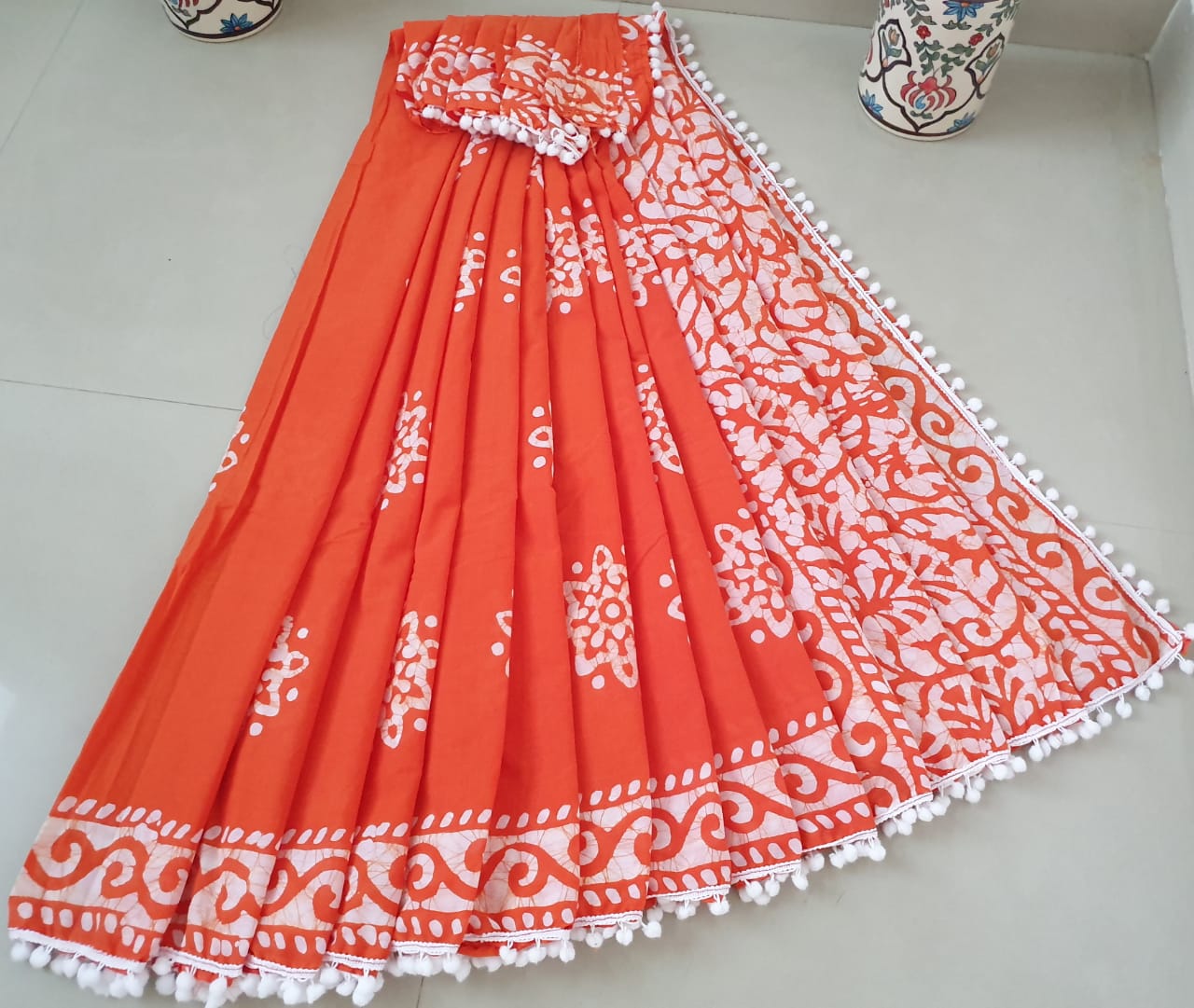 Orange Divine Cotton Saree