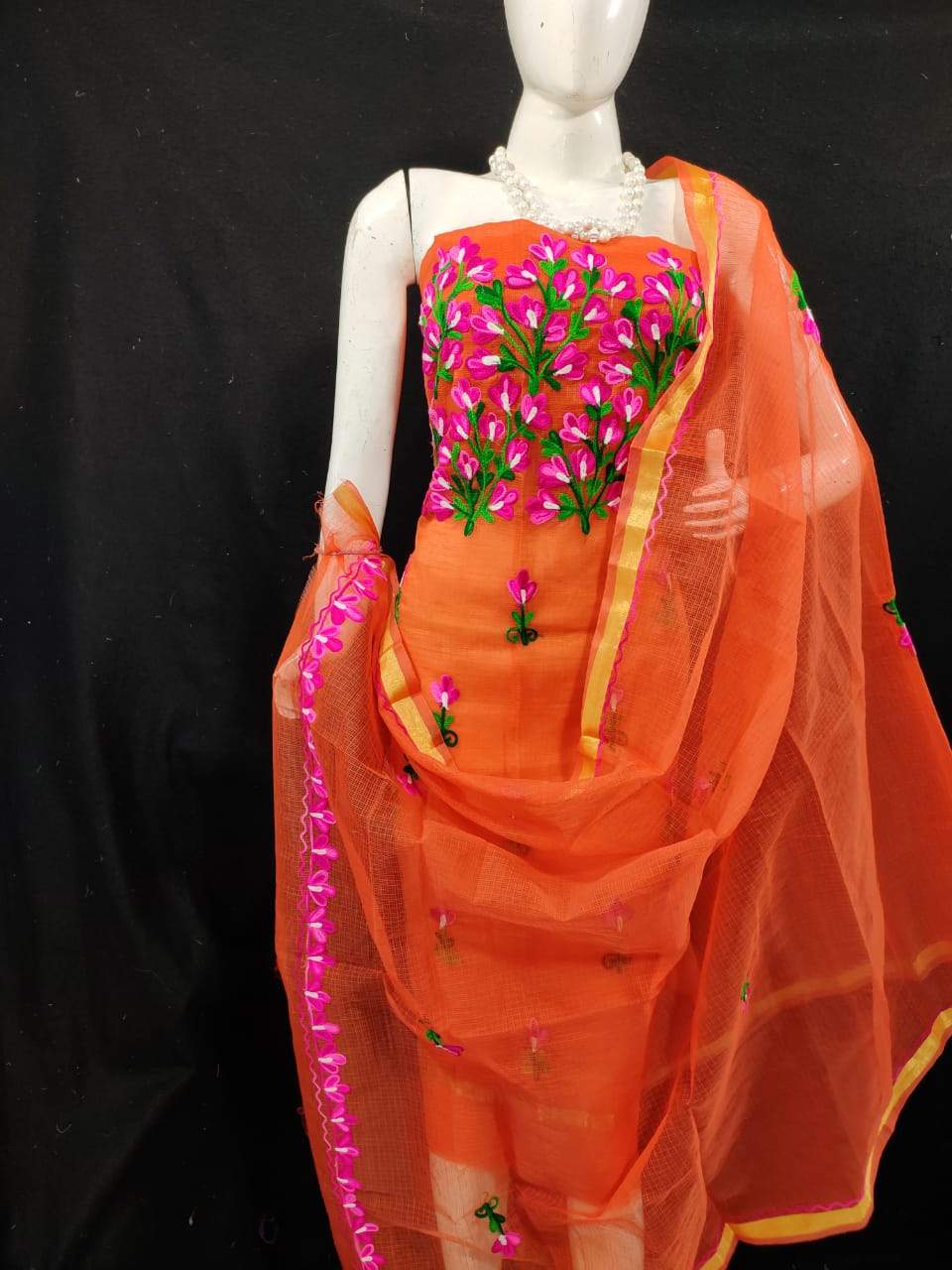 Orange Kota Doria Suit