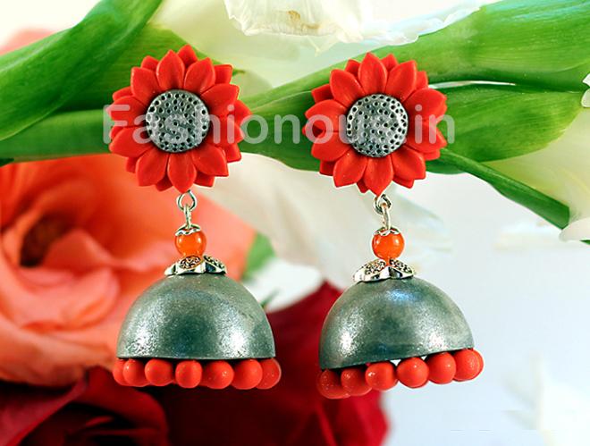 Orange and Gray Sunflower Jhumla-ZAPCJH-022