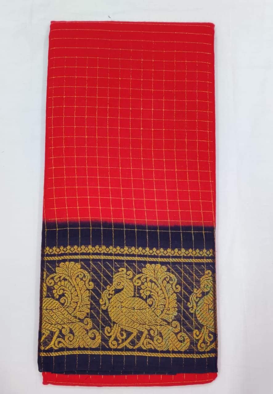 Madurai Sungudi Sarees with Double side Jari Border MSS 017