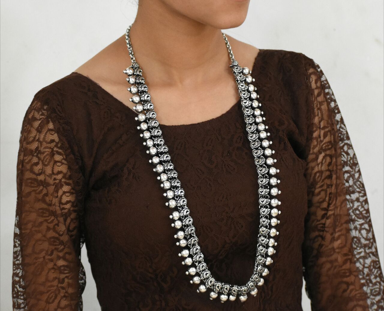 Oxidized Kolhapuri Necklace and Earrings-OKN001