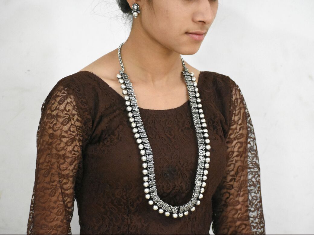 Oxidized Kolhapuri Necklace and Earrings-OKN010
