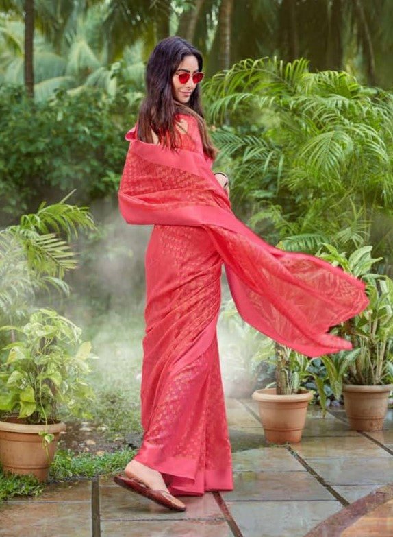 Peach Brasso Saree