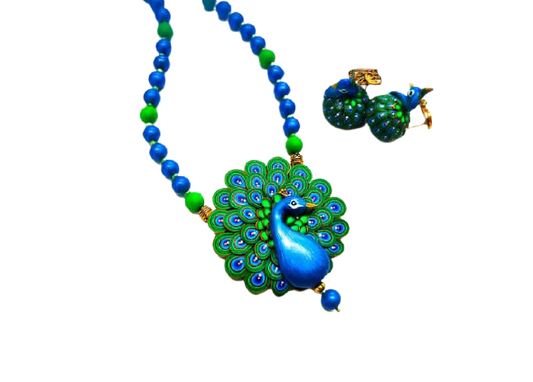 Peacock Polymer Clay Jewellery  Set