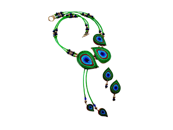 Peafowl Polymer Clay Jewellery Set