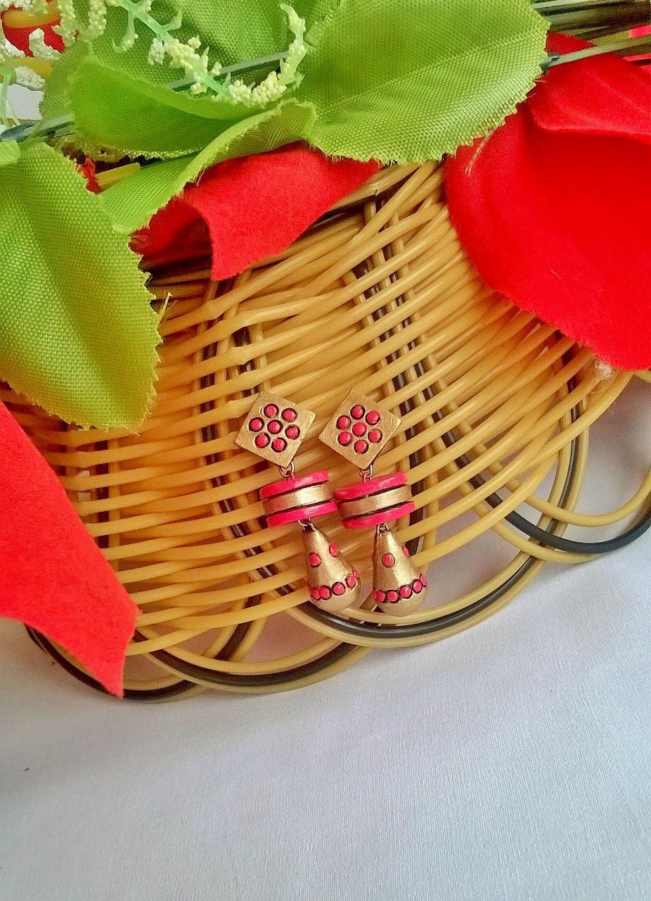 Pink & Gold Terracotta Earrings