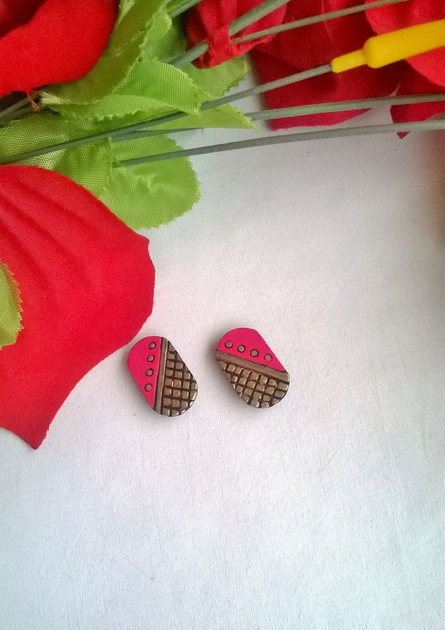 Pink Tablet Terracotta Stud