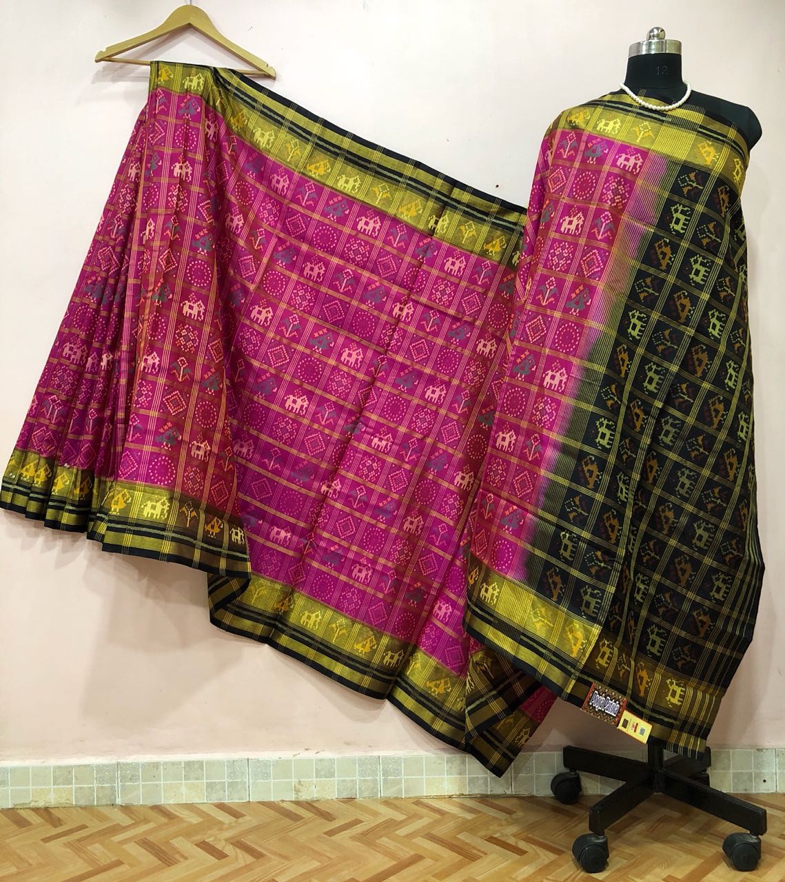 Pink with Multiple Motif Patola Silk Saree-PSS1801