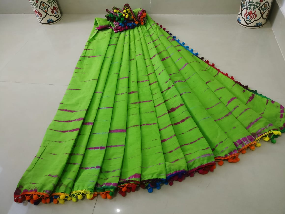 Pista Green Cotton Saree-TCS040