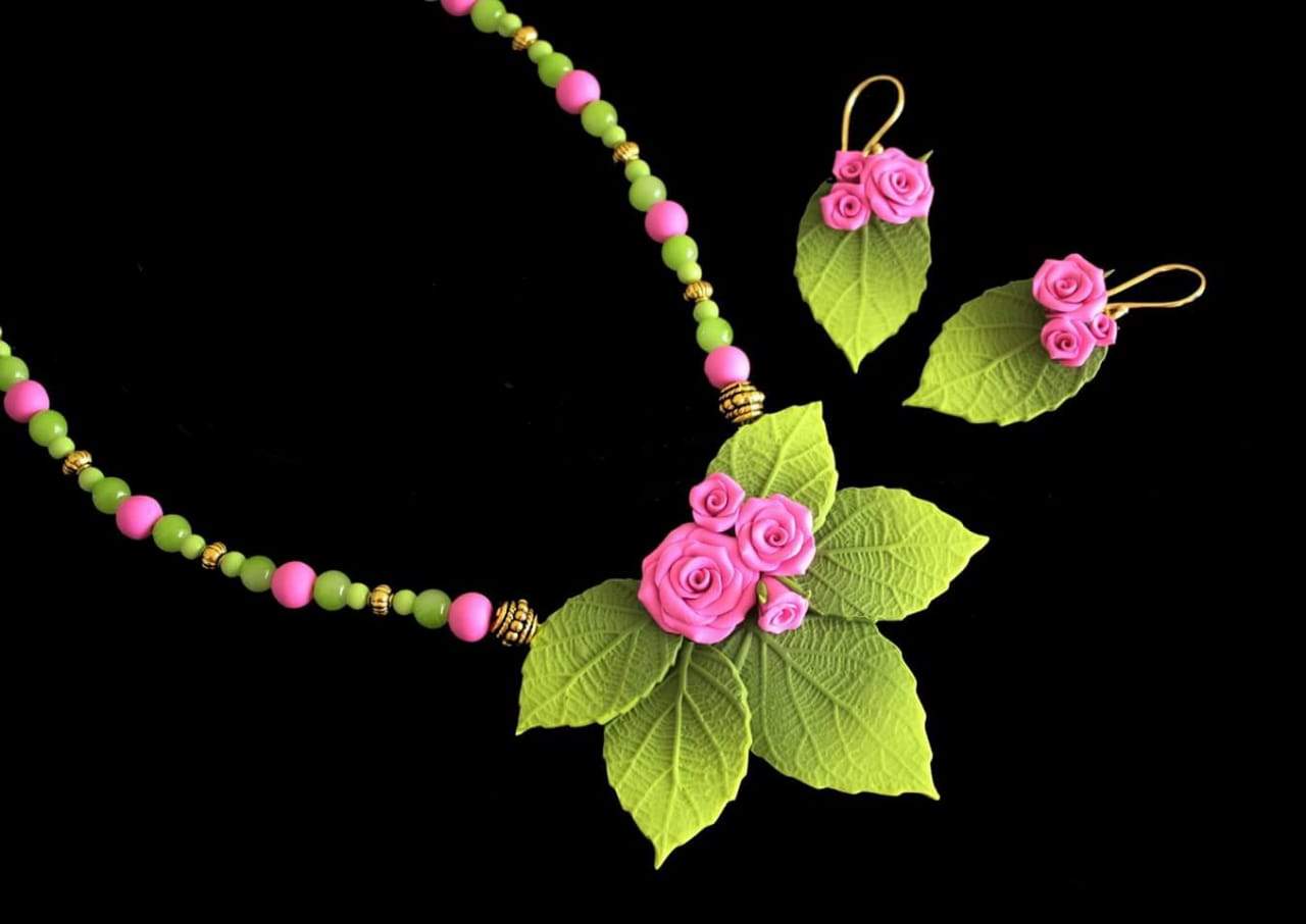 Floral Sonata Handmade Polymer Clay Jewellery Set- PCJ003