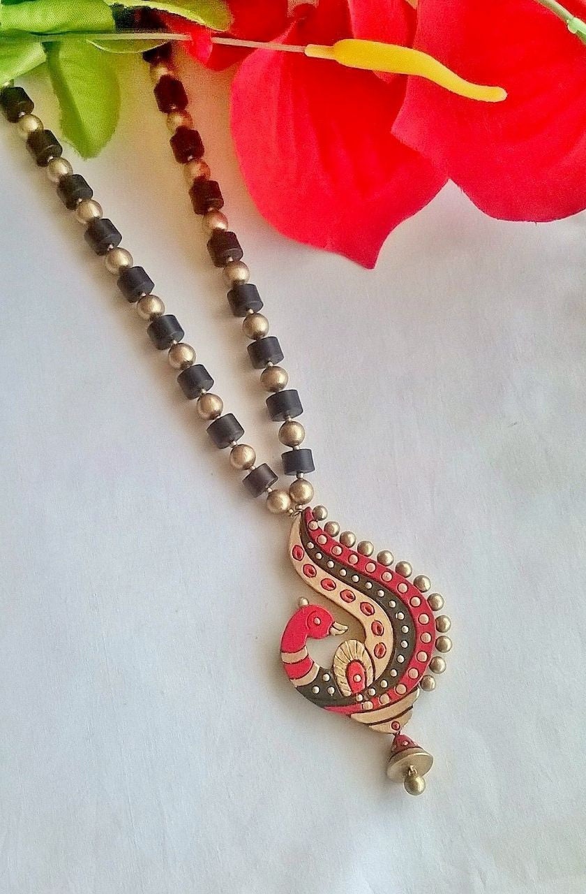 Pretty Peacock Terracotta Pendant