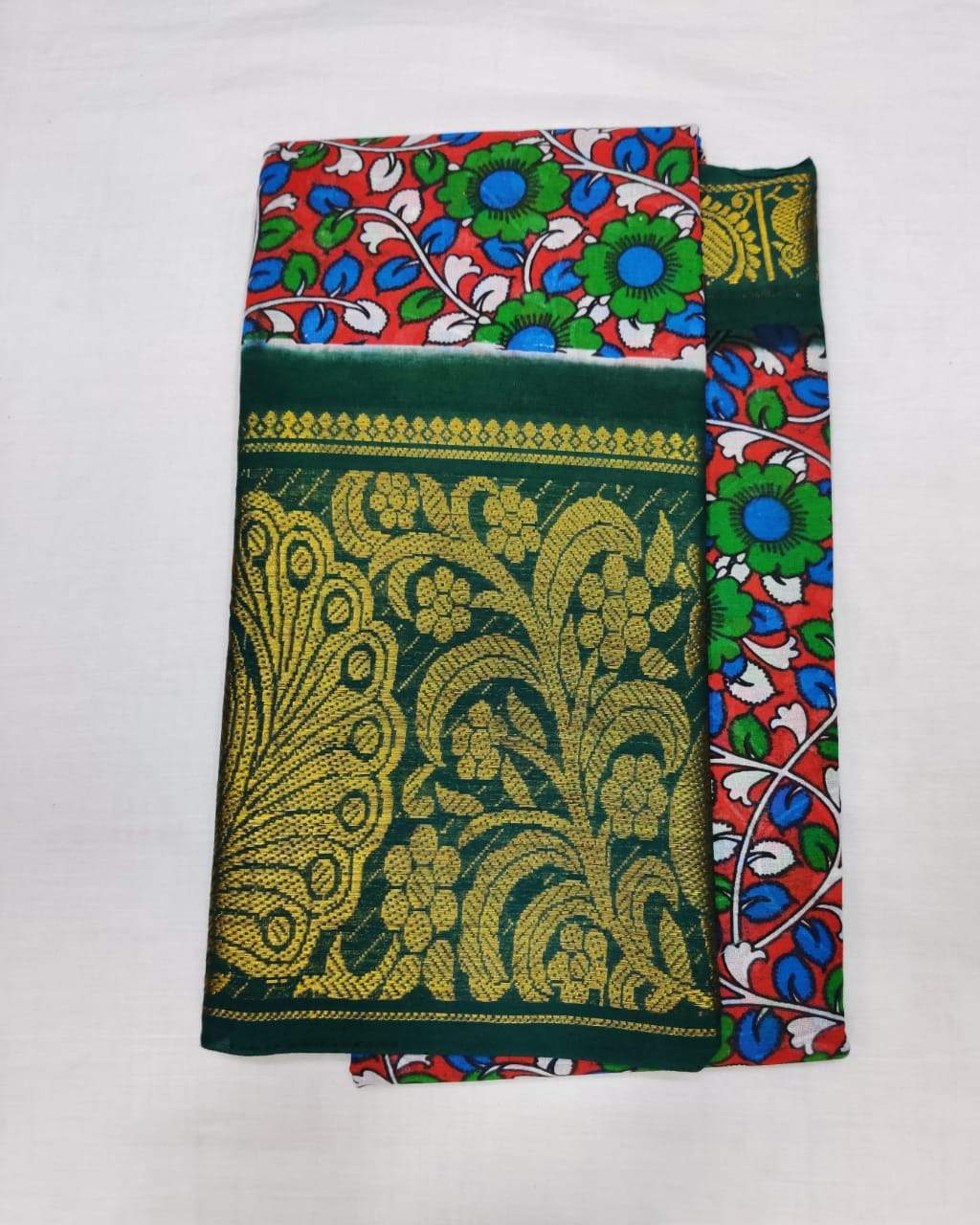 Printed Madurai Sungudi Saree Green Border