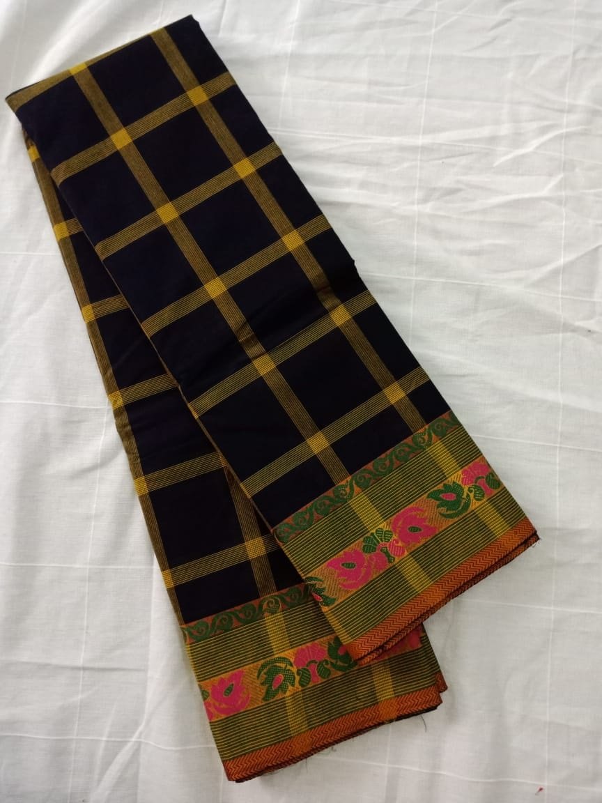 Pure Handwoven Chettinad Cotton Saree Design-CHEDS010