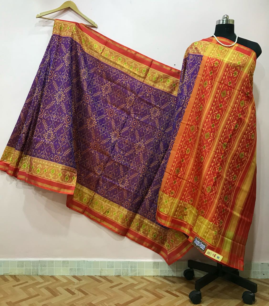 Purple Alpana Designed Orange Pallu Patola Silk Saree-PPSRE-076