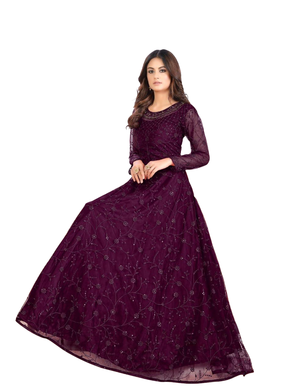 Purple Twisha Semi-Stitched Gown