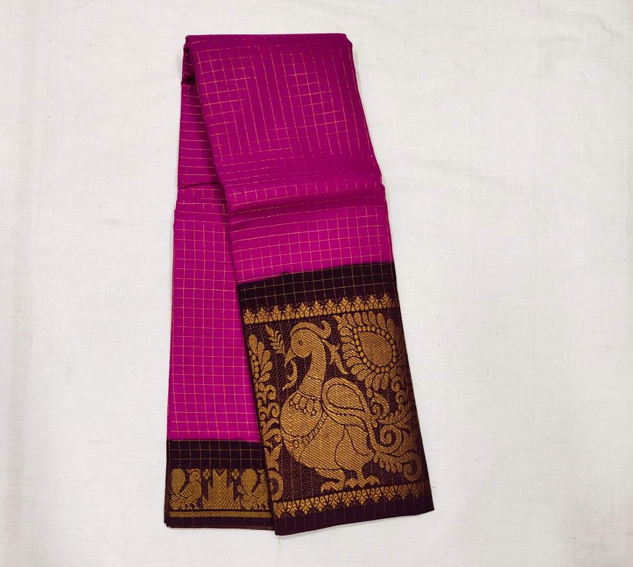 Purple with Black Madurai Sungudi Saree with Large Border