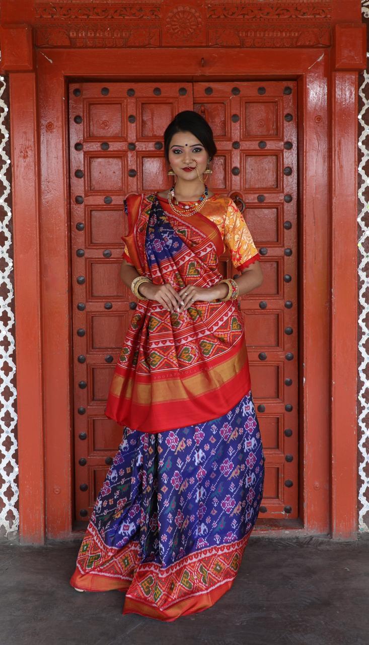 Rajkoti Double Ikat Handwoven Pure Silk Patola Saree_PPS001