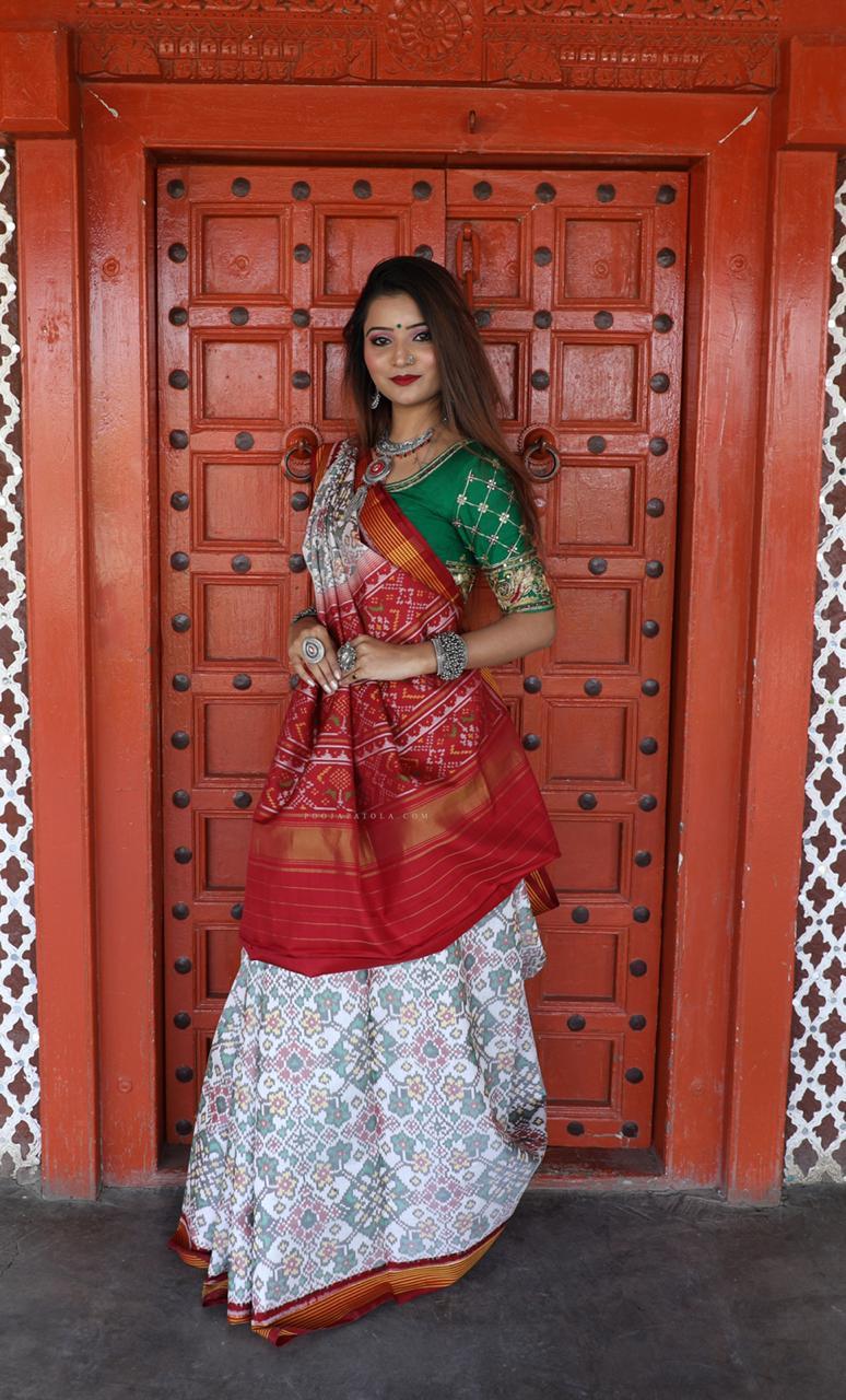 Rajkoti Double Ikat Handwoven Pure Silk Patola Saree_PPS003