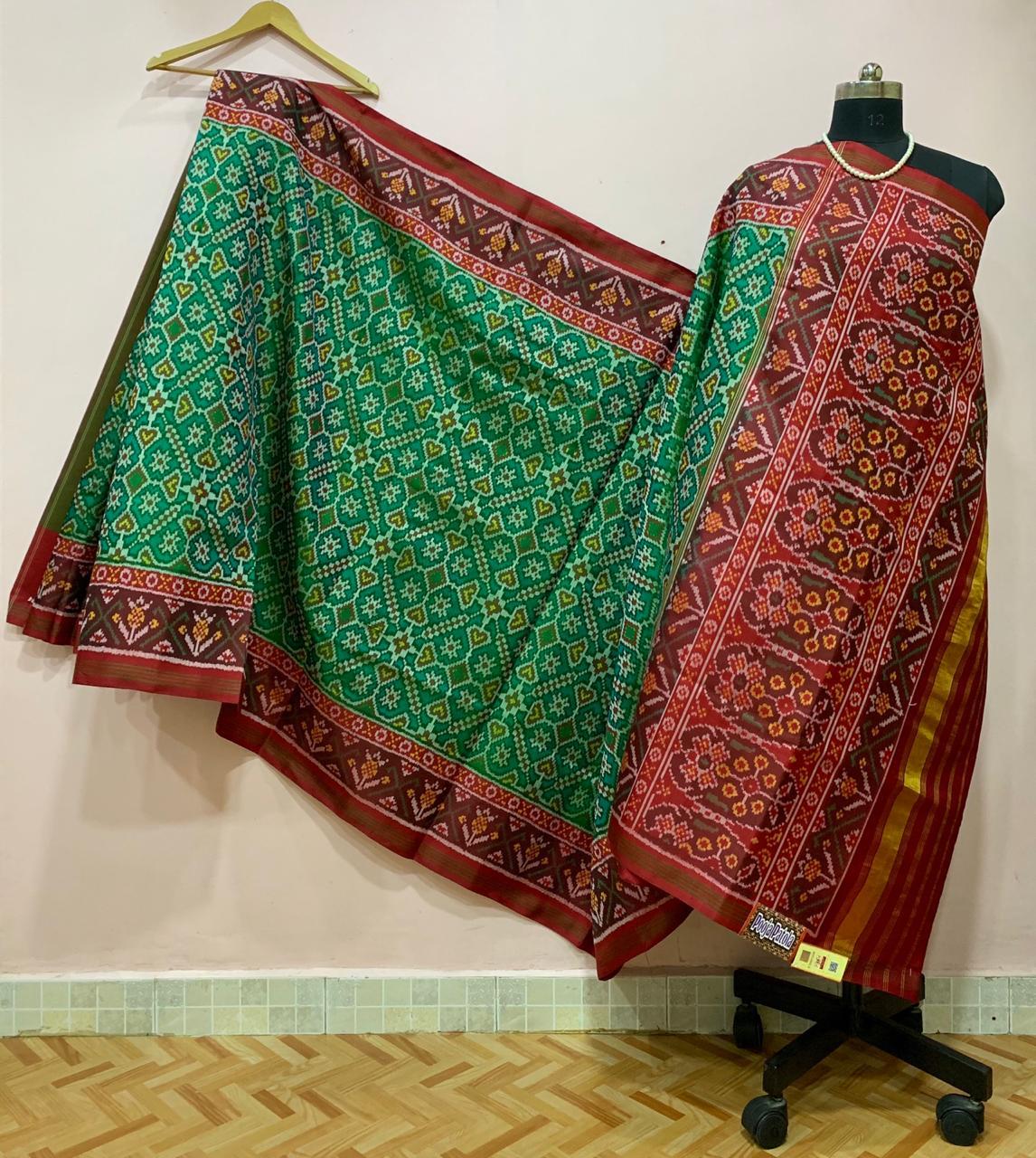 Rajkoti Double Ikat Handwoven Pure Silk Patola Saree_PPS005