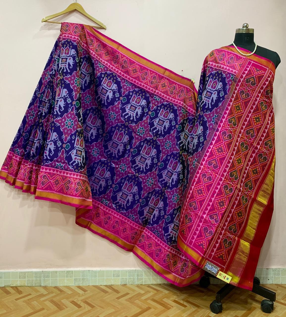 Rajkoti Double Ikat Handwoven Pure Silk Patola Saree_PPS006