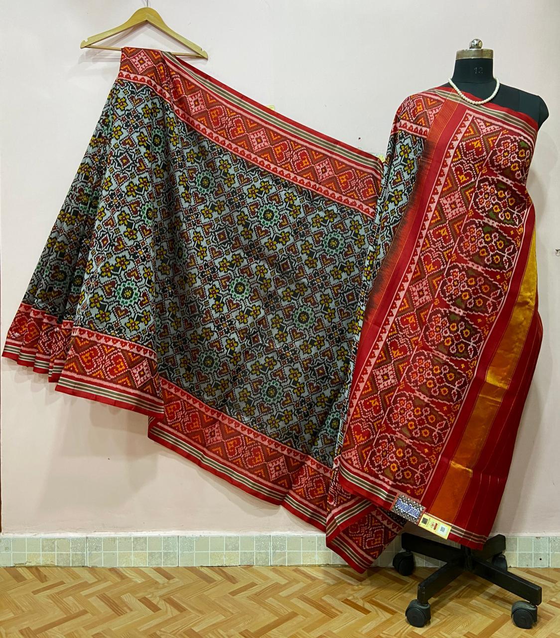 Rajkoti Double Ikat Handwoven Pure Silk Patola Saree_PPS015