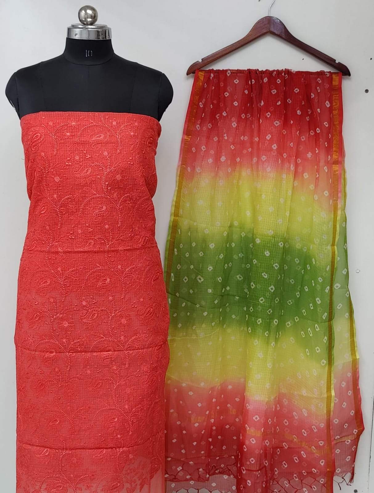 Red Chicken Kari Dress Material