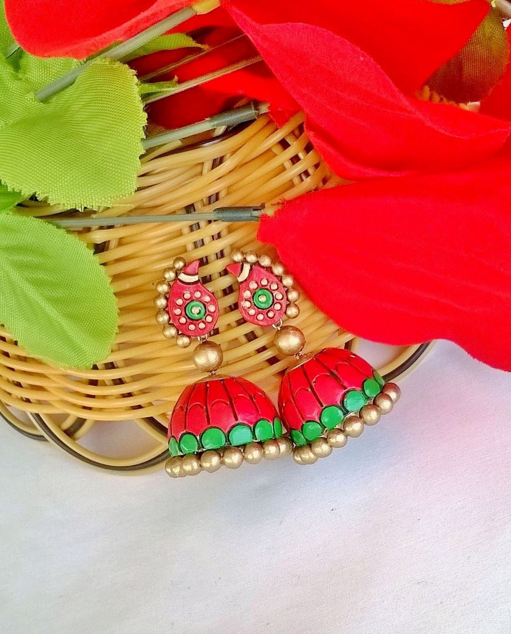 Red Mango Stud Terracotta jhumka