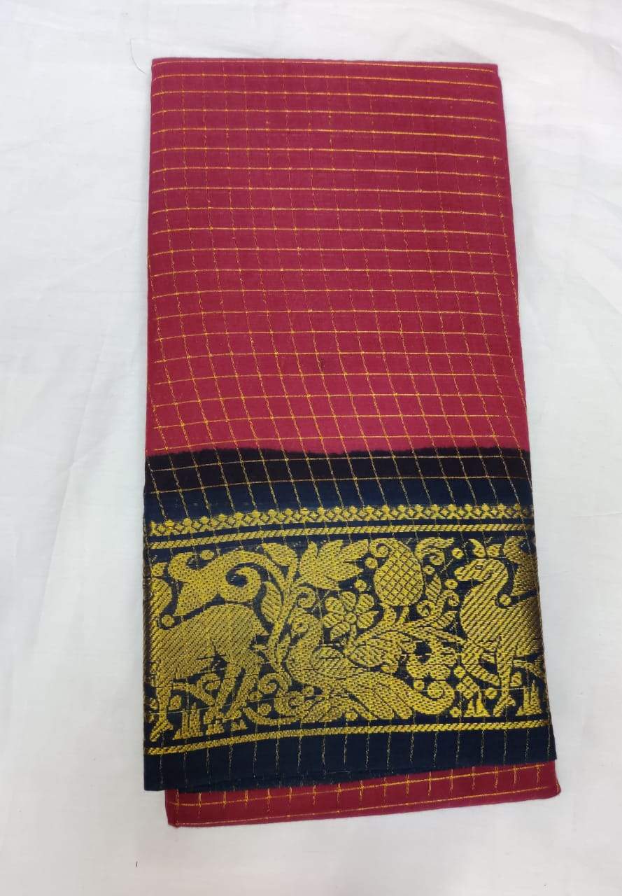 Madurai Sungudi Sarees with Double side Jari Border MSS 013
