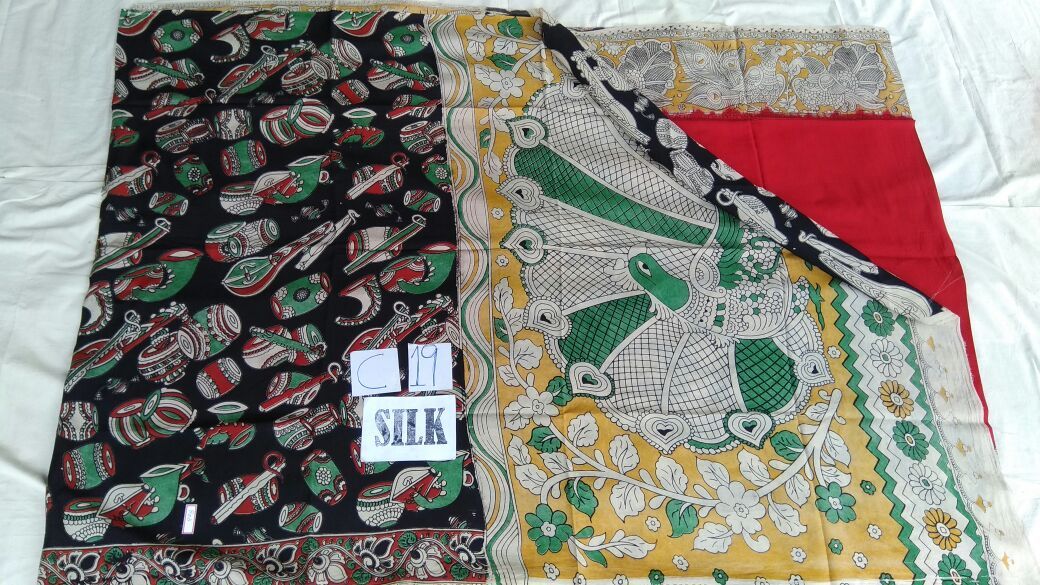Red with Patil Pallu Silk Kalamkari Saree-KALAMKARI-0018