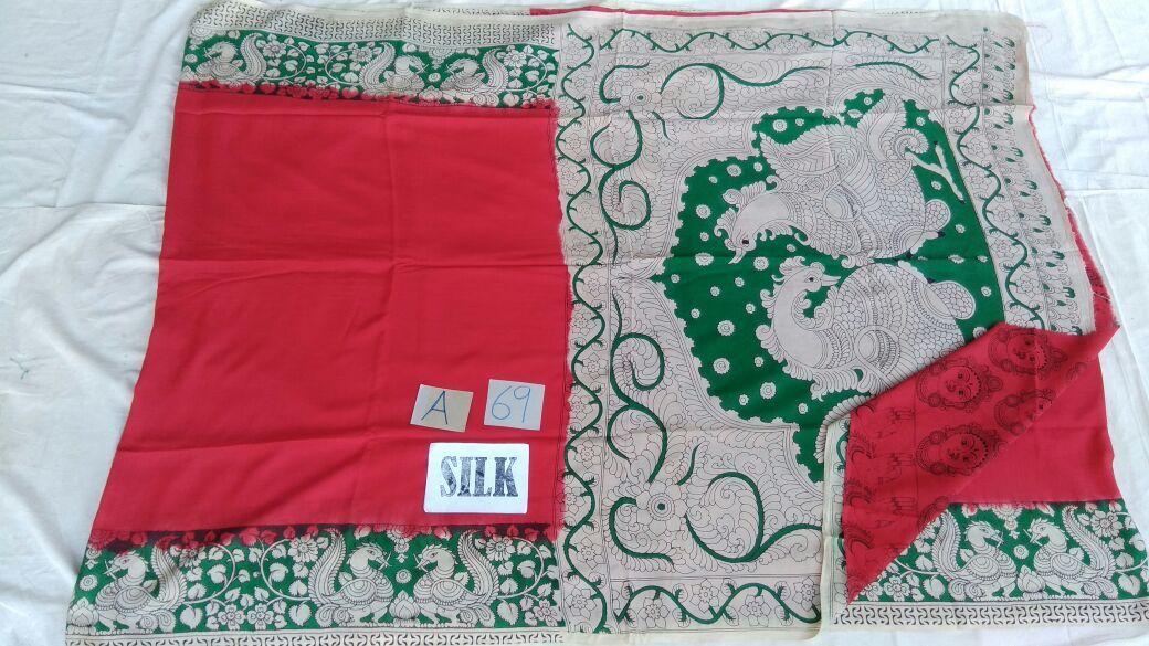 Red with Patil Pallu Silk Kalamkari Saree-KALAMKARI-0064