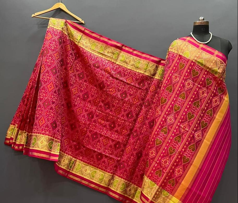 Rich Red Pure Silk Patola Saree