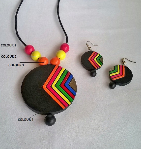 Round Multi-Coloured Terracotta Jewellery Set