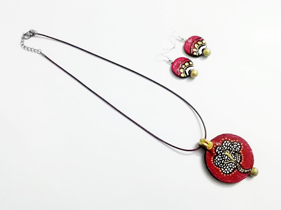 Nature Spring Double Side Art Jewel-SAJ019 Nature painted earring and pendant set