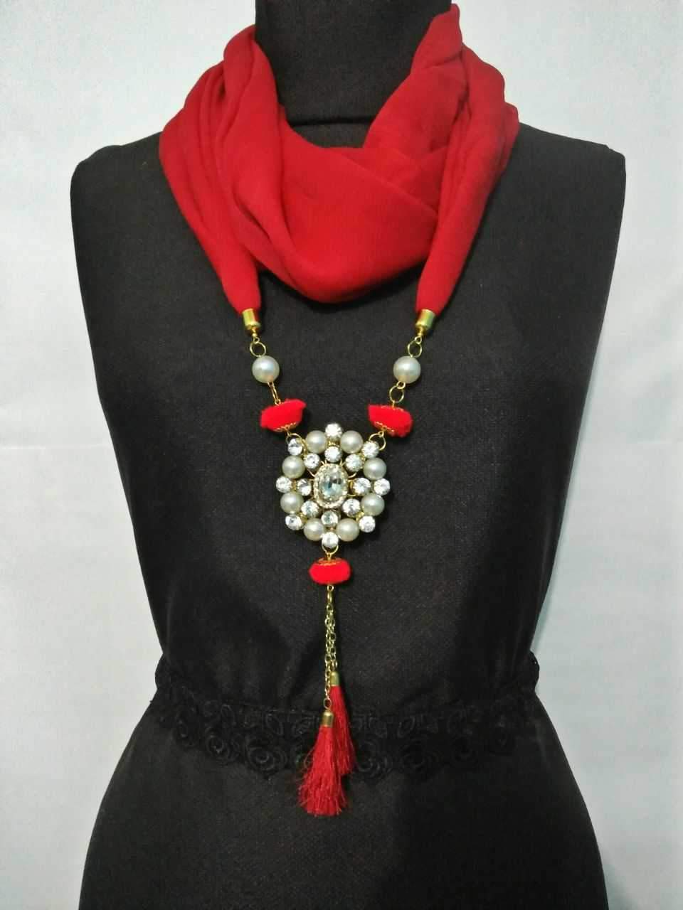 Scarf with necklace on sale attached