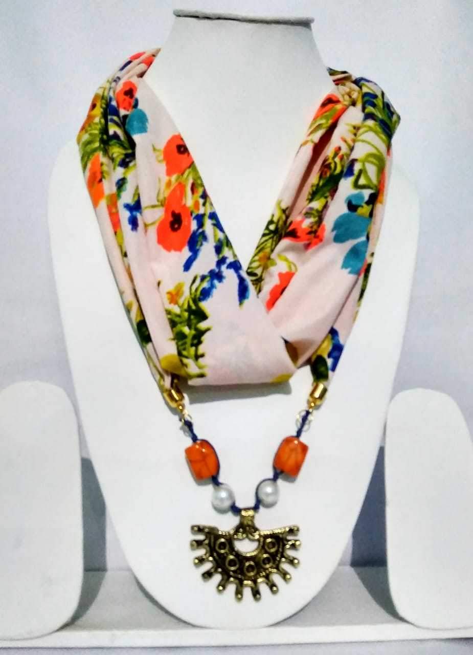 Flirty Floral vibes Scarf Necklace-SN076