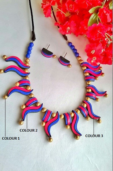 S Neck Terracotta Jewellery set