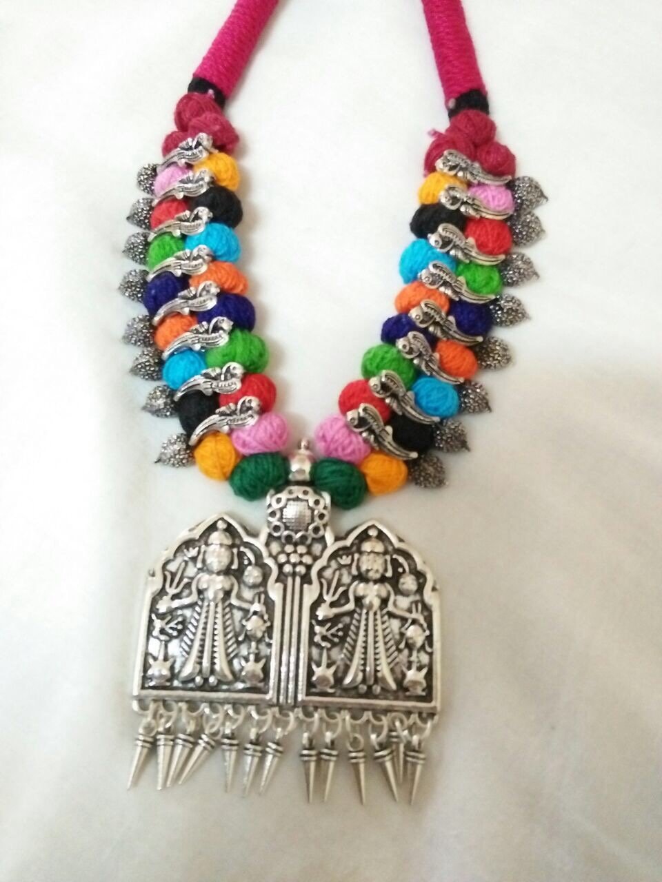 Silver Antique Pendant Oxidised Jewellery Set-OXDJ-049