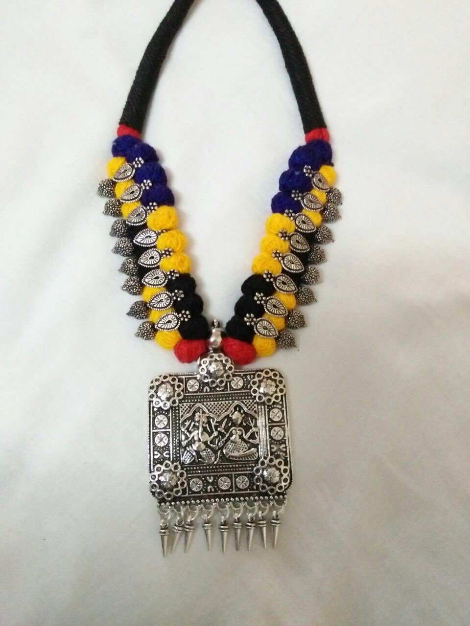 Silver Ganesh Antique Pendant Oxidised Jewellery Set-OXDJ-048