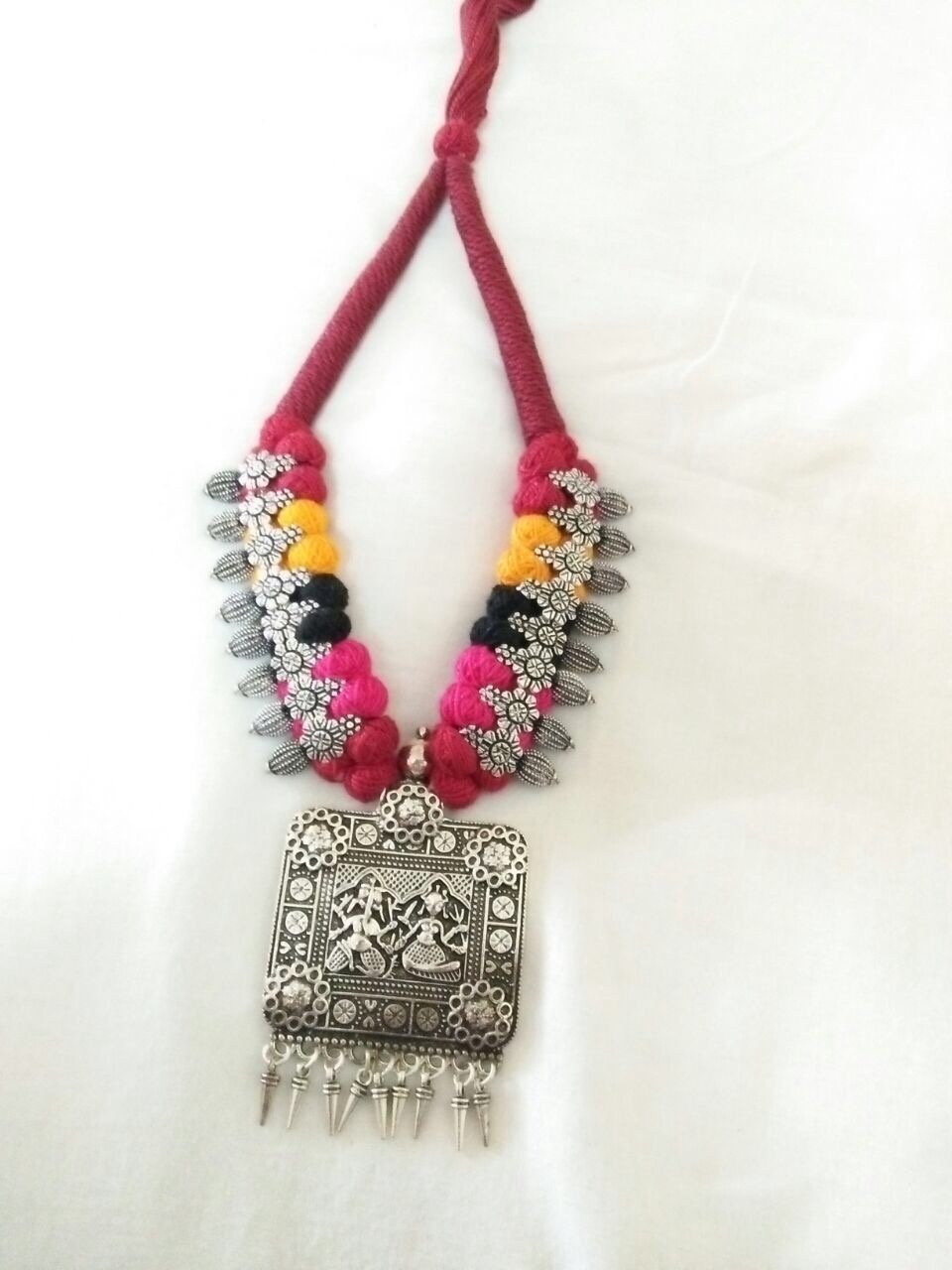Silver Ganesh Antique Pendant Oxidised Jewellery Set-OXDJ-055