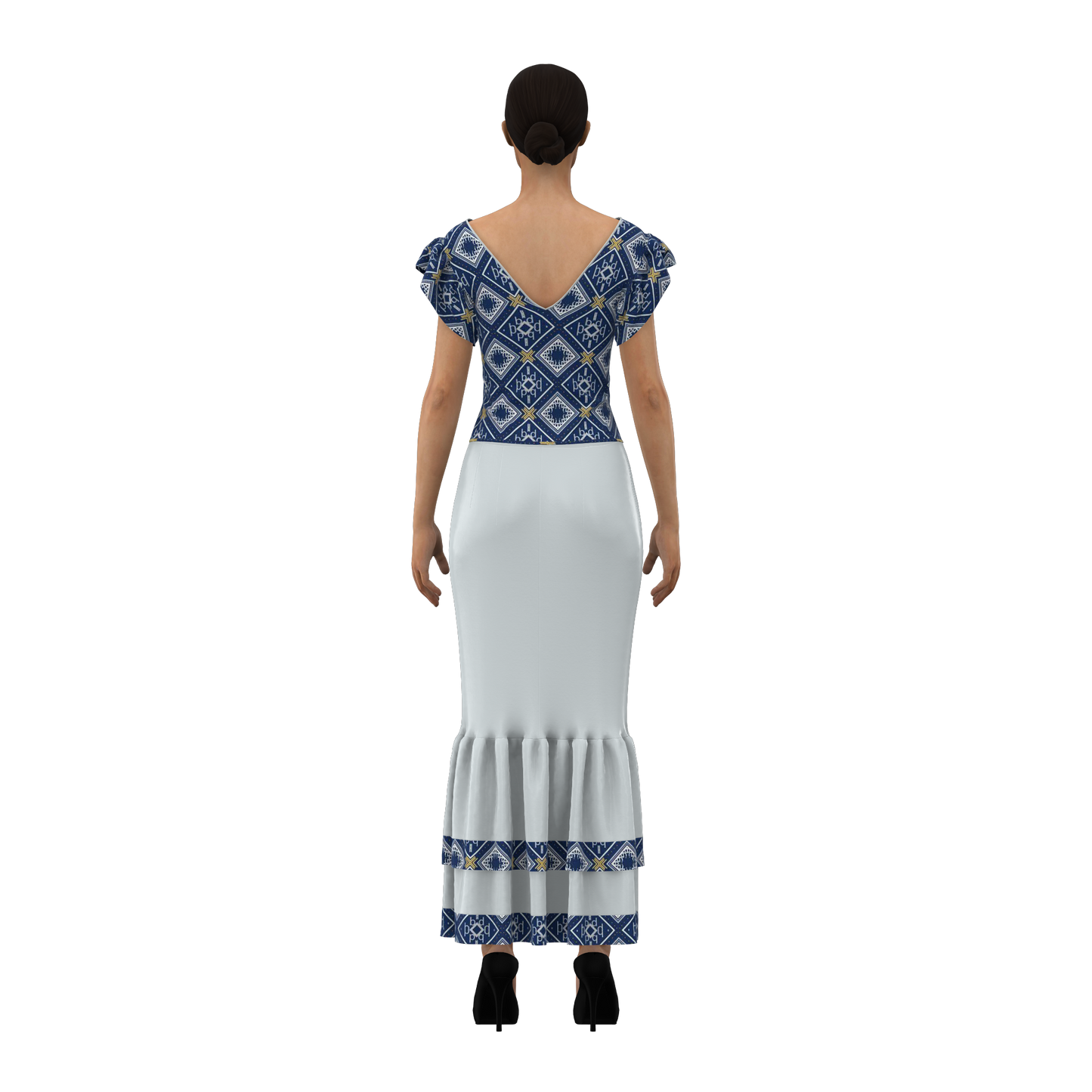 Celestial Cascade Ruffle Customized Skirt_CSKT005