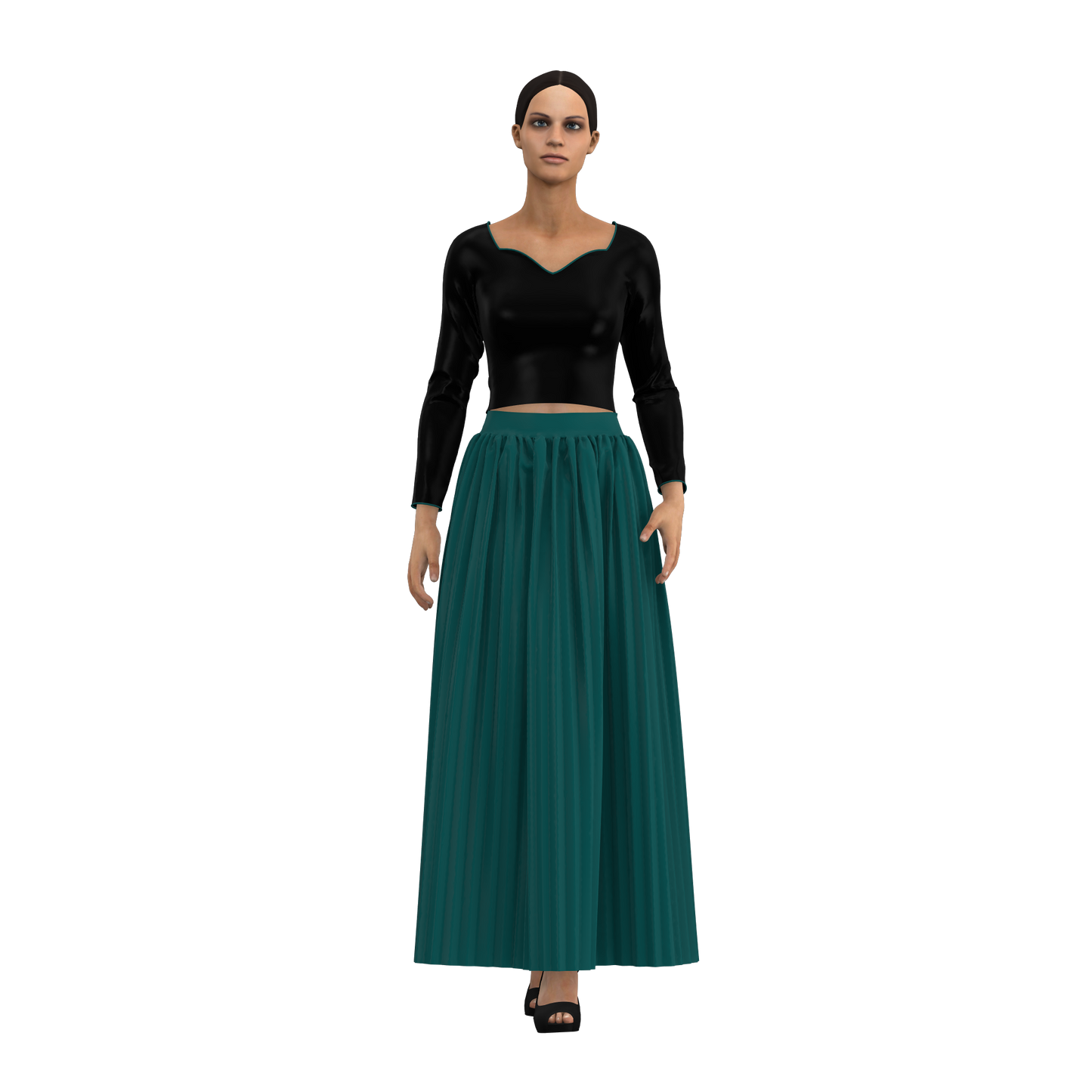 Sophisticated Sway Pleated Long Customised Skirt_CSKT006