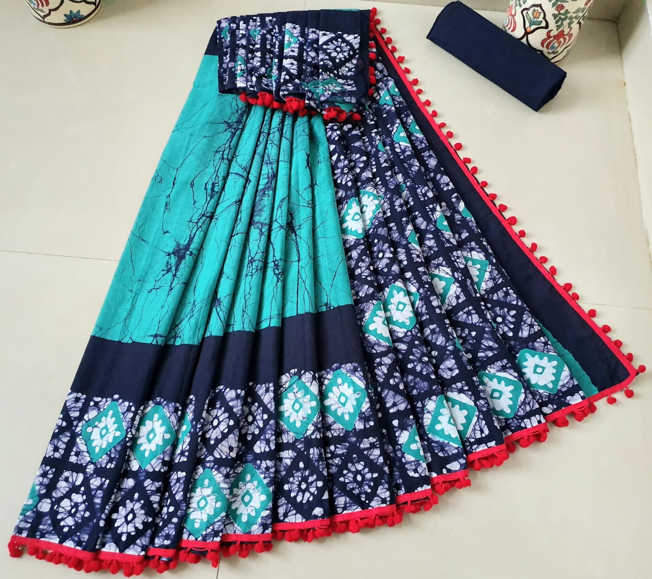 Soulful Teal Cotton Saree