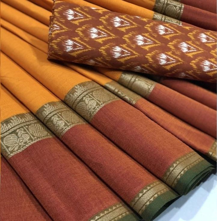 Chettinad Cotton Saree with Kalamkari Blouse-030